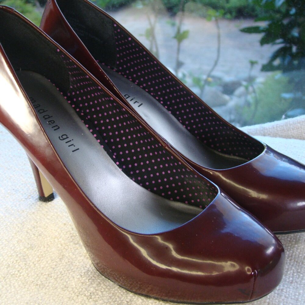 Madden Girl Burgundy Patent Platform Pumps
